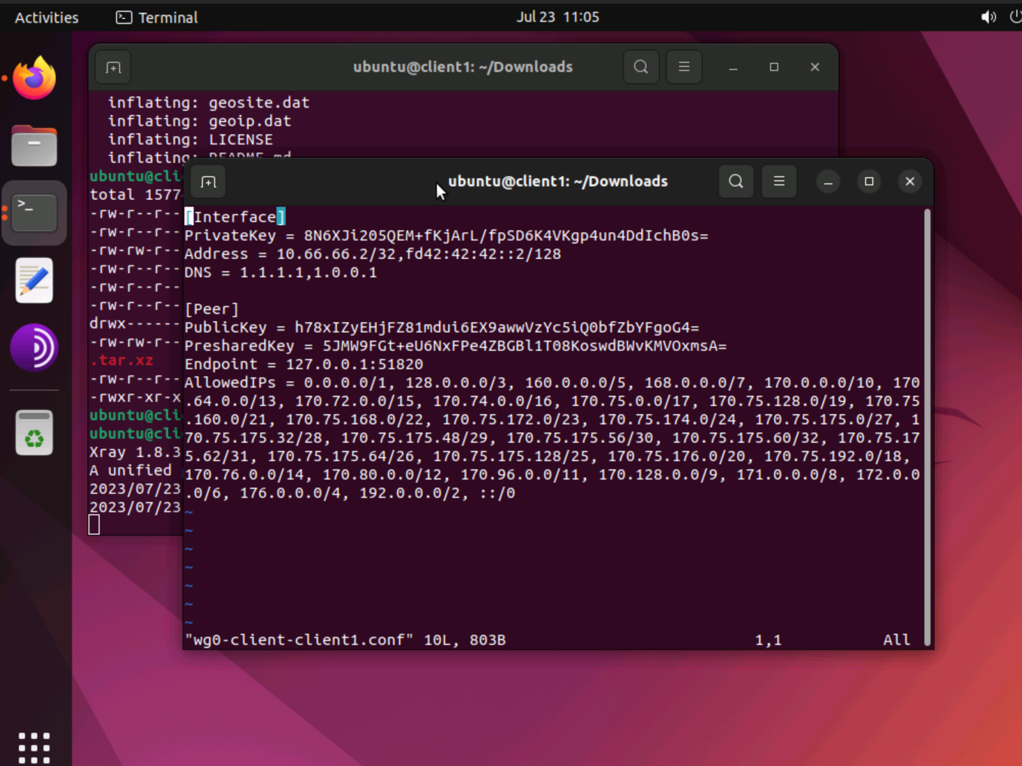 WireGuard client configuration file on Ubuntu Linux