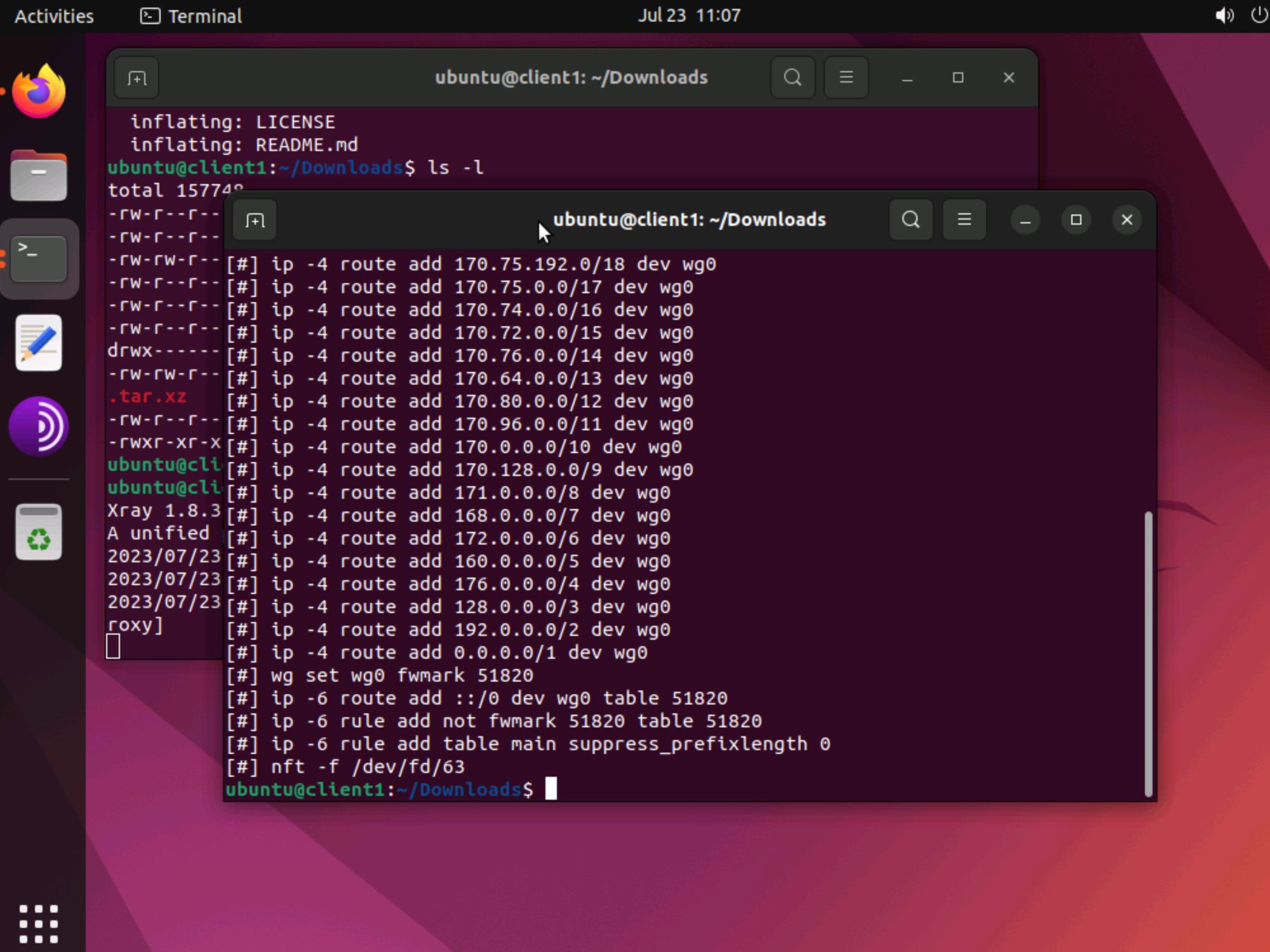 WireGuard client running on Ubuntu Linux