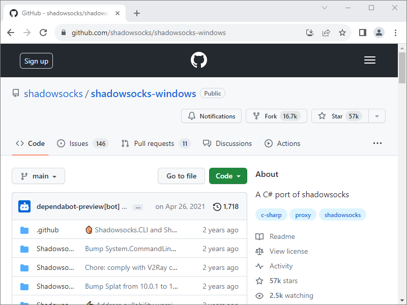 GitHub repository for Shadowsocks for Windows