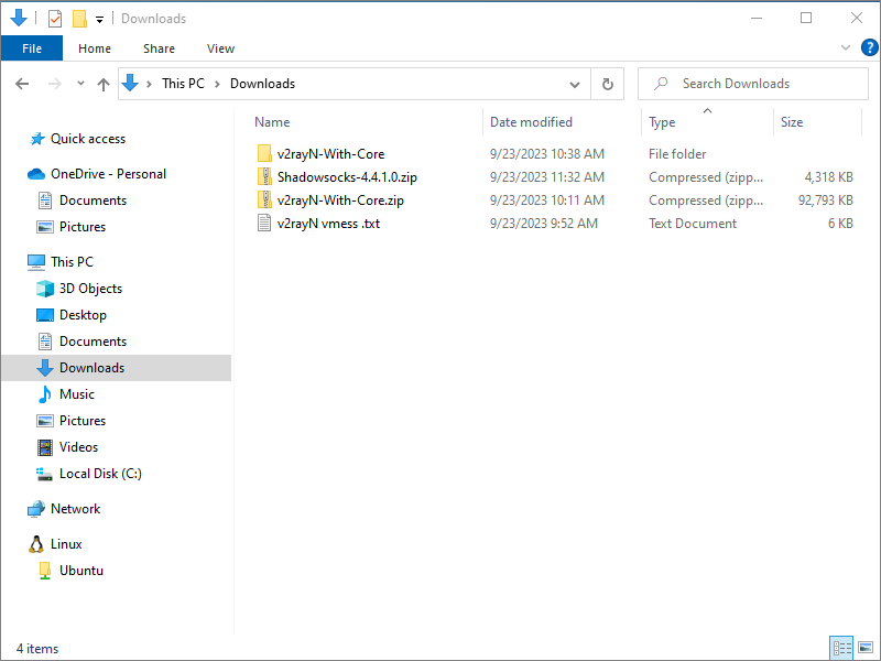 Shadowsocks for Windows zip file downloaded to PC