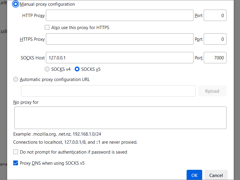 Configuring Firefox to use a SOCKS proxy